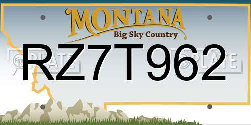RZ7T962 Montana License Plate