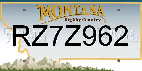 RZ7Z962 Montana License Plate
