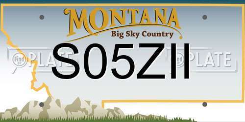 S05ZII Montana License Plate