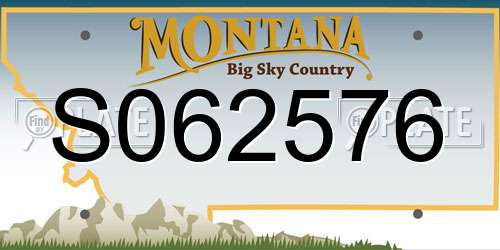 S062576 Montana License Plate