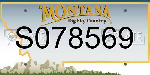 S078569 Montana License Plate