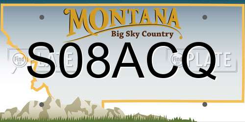 S08ACQ Montana License Plate