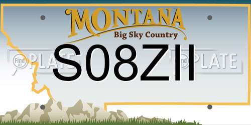 S08ZII Montana License Plate