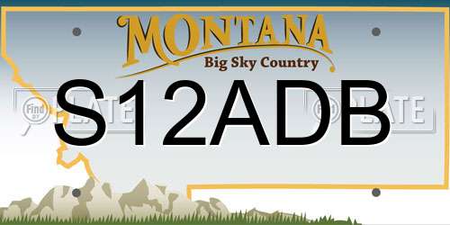 S12ADB Montana License Plate