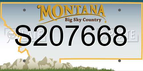 S207668 Montana License Plate