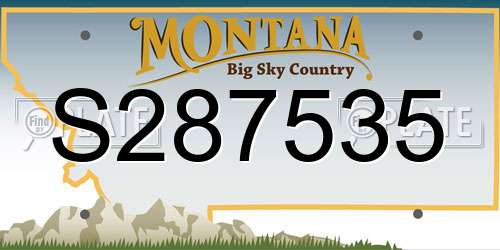 S287535 Montana License Plate