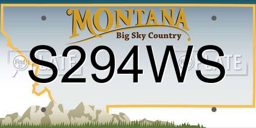 S294WS Montana License Plate