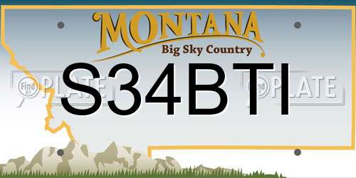 S34BTI Montana License Plate