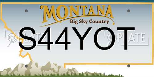 S44YOT Montana License Plate
