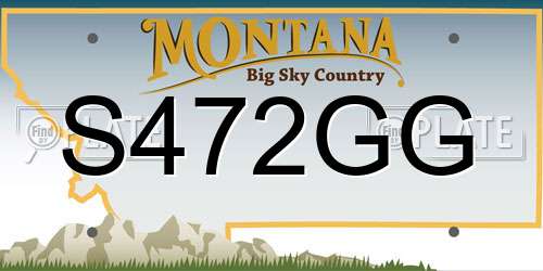 S472GG Montana License Plate