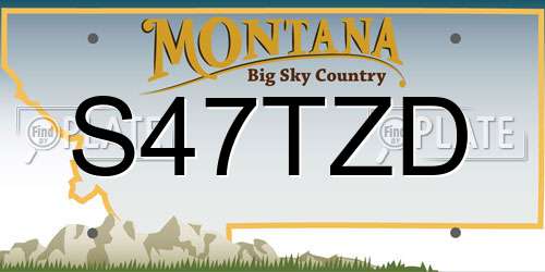 S47TZD Montana License Plate