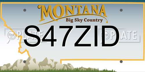 S47ZID Montana License Plate