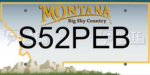 S52PEB Montana License Plate