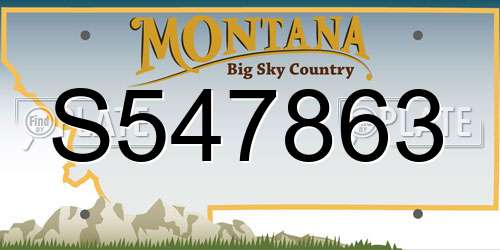 S547863 Montana License Plate
