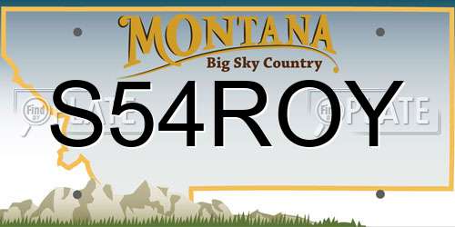 S54ROY Montana License Plate