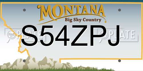 S54ZPJ Montana License Plate