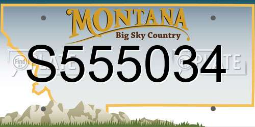 S555034 Montana License Plate