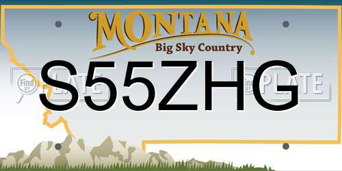 S55ZHG Montana License Plate
