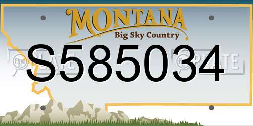 S585034 Montana License Plate