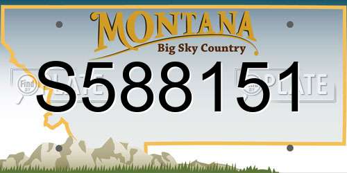 S588151 Montana License Plate