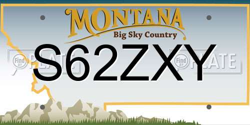 S62ZXY Montana License Plate