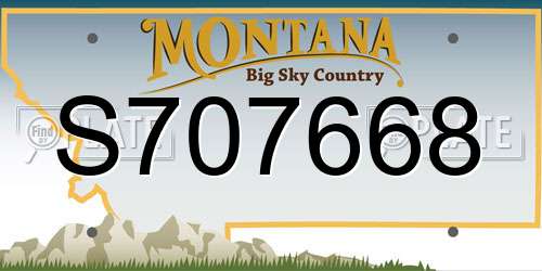 S707668 Montana License Plate