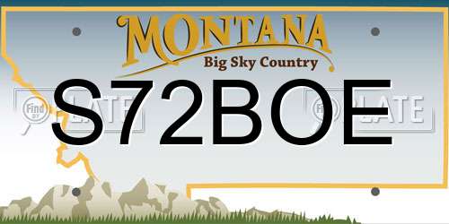 S72BOE Montana License Plate