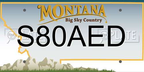S80AED Montana License Plate