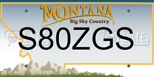 S80ZGS Montana License Plate