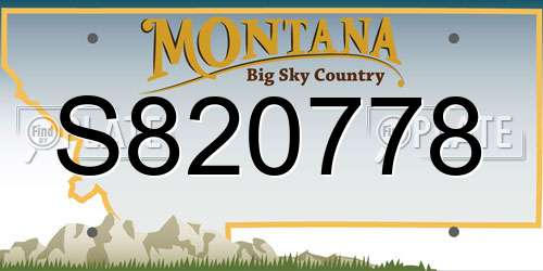 S820778 Montana License Plate