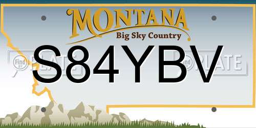 S84YBV Montana License Plate