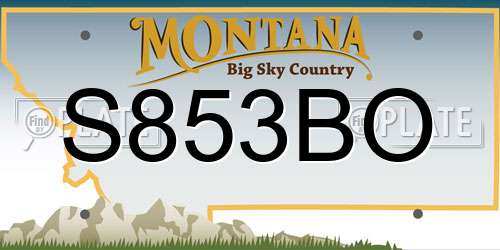 S853BO Montana License Plate