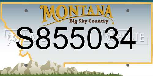 S855034 Montana License Plate