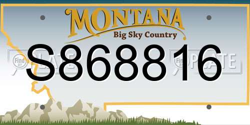 S868816 Montana License Plate