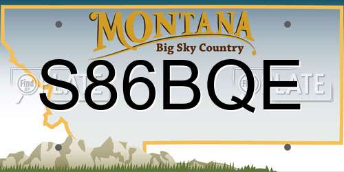 S86BQE Montana License Plate