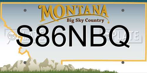 S86NBQ Montana License Plate