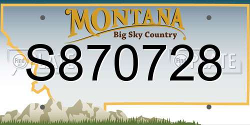 S870728 Montana License Plate
