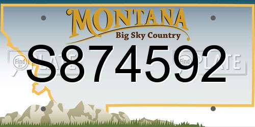 S874592 Montana License Plate