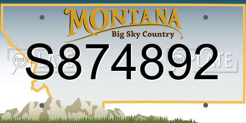 S874892 Montana License Plate