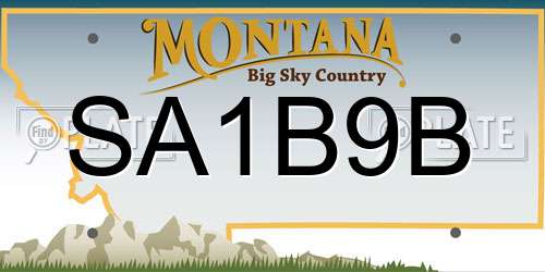 SA1B9B Montana License Plate