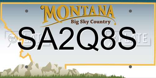 SA2Q8S Montana License Plate
