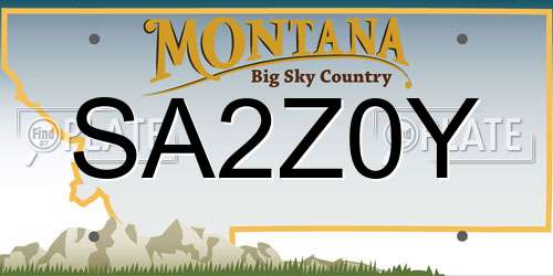 SA2Z0Y Montana License Plate