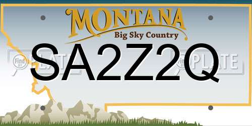 SA2Z2Q Montana License Plate