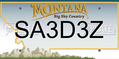 SA3D3Z Montana License Plate