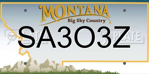 SA3O3Z Montana License Plate