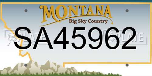 SA45962 Montana License Plate
