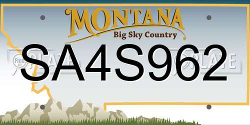 SA4S962 Montana License Plate