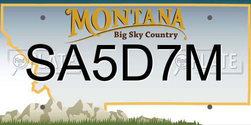 SA5D7M Montana License Plate