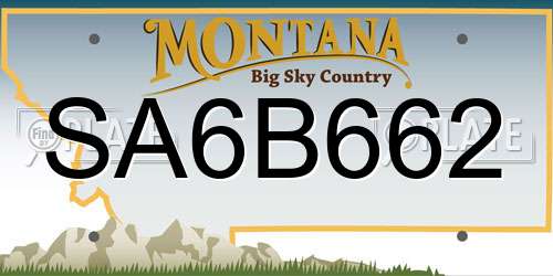 SA6B662 Montana License Plate