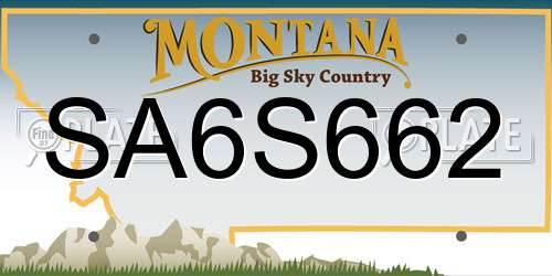 SA6S662 Montana License Plate